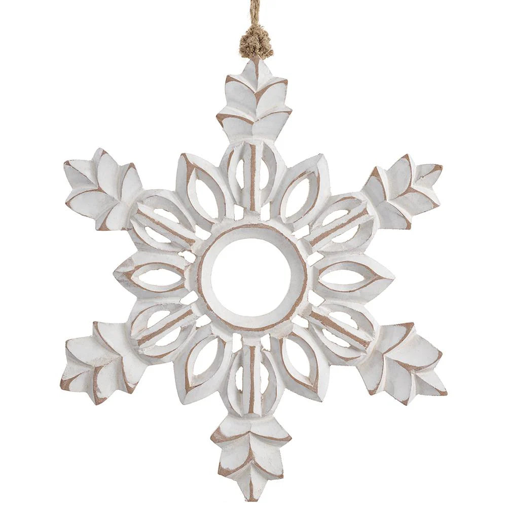 10" White Snowflake Ornament