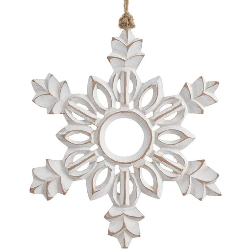 10" White Snowflake Ornament