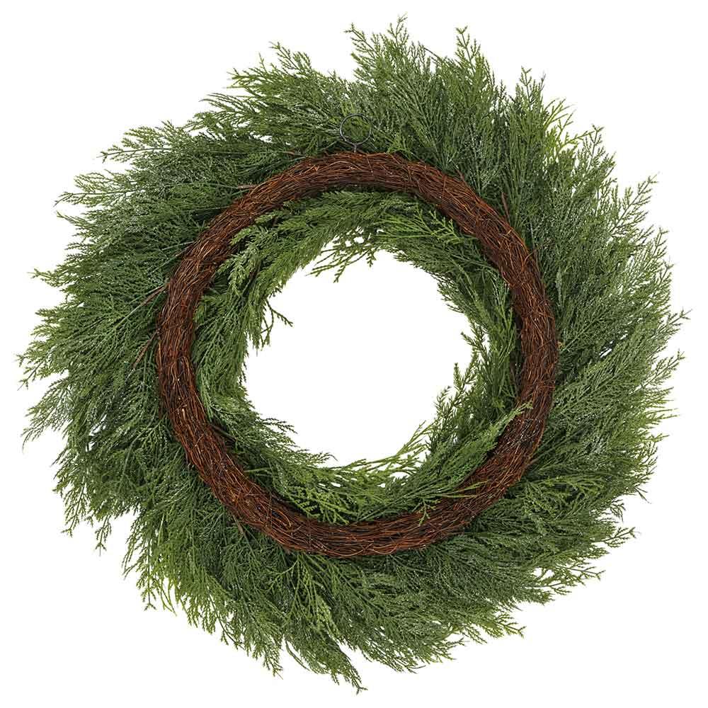 30" Deluxe Mixed Cedar Glitter Wreath
