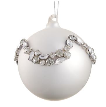 4" Silver Pearl Glass Ball Ornament