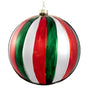 8" Red Green White Ball Ornament