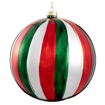 8" Red Green White Ball Ornament