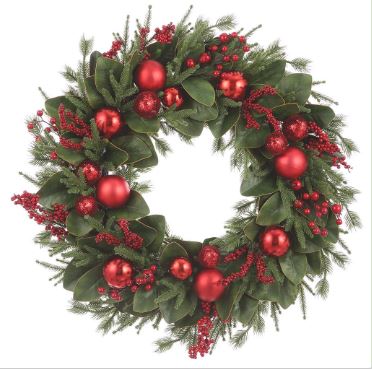 32" Red Berries Ornament Wreath