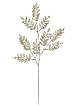 22" Green Rhinestone Leaf Spray