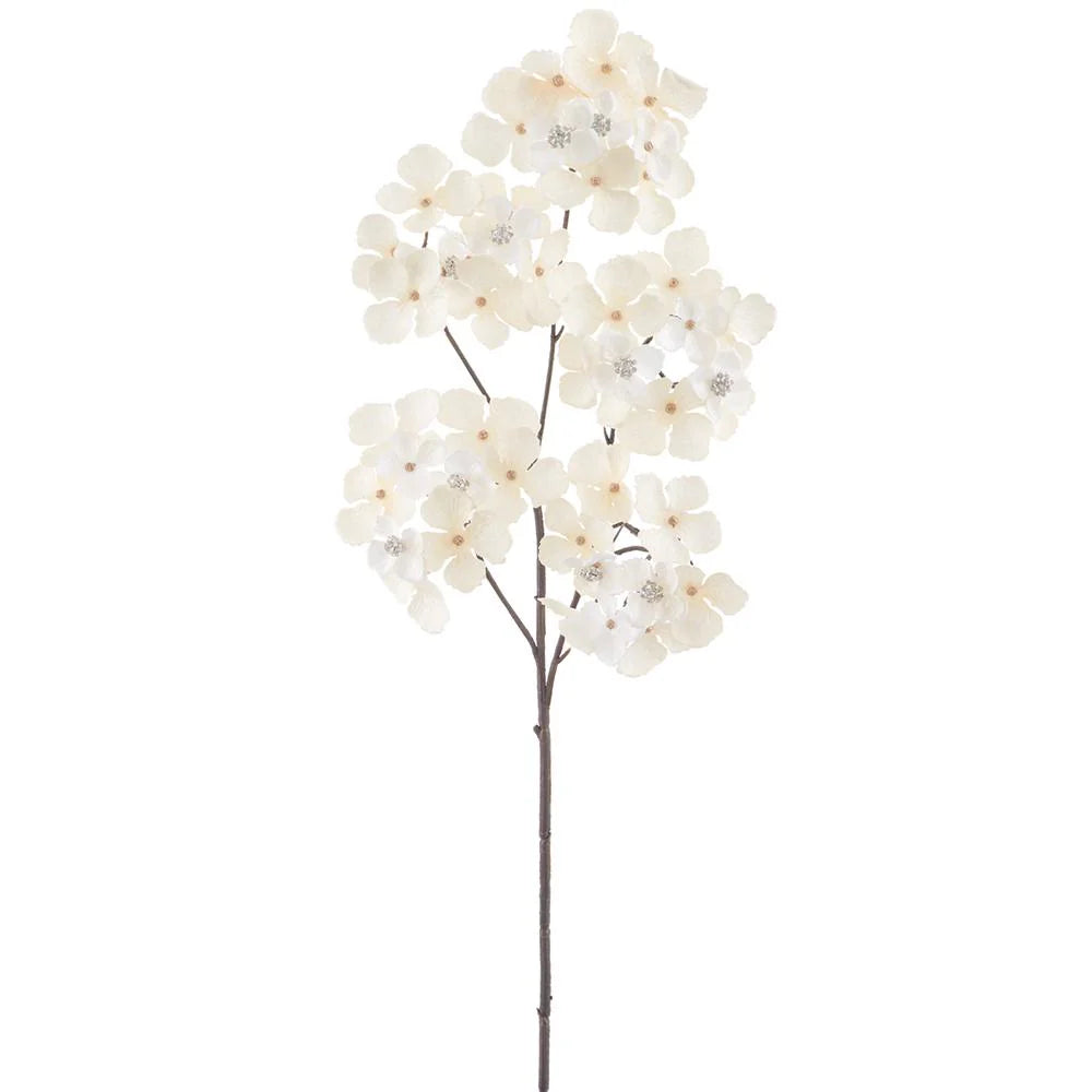 24" Ivory Diamond Hydrangea Velvet Spray