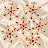 4" Red & Gold Rhinestone Snowflake Ornament