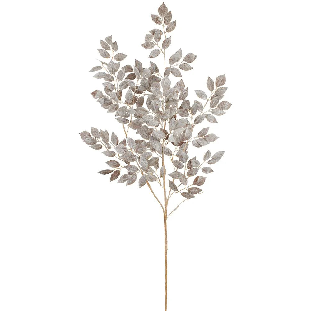 52" Brown Rose Glitter Leaf Spray