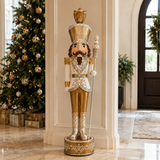 8 FT Gold & White Warm White LED Nutcracker
