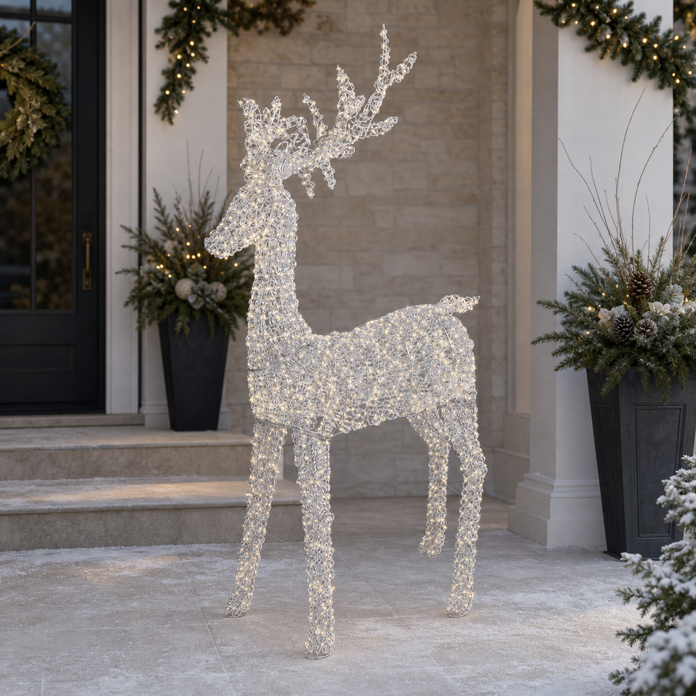 6.5 FT Silver Reindeer 2350LED Micro Warm White