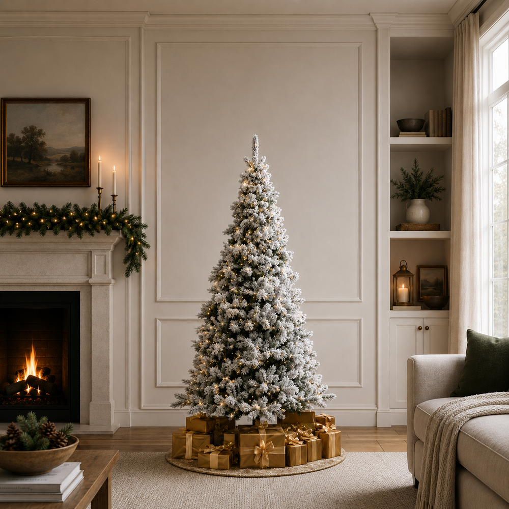 Fluffy Snow Fir Pre Lit Warm White LED Lights