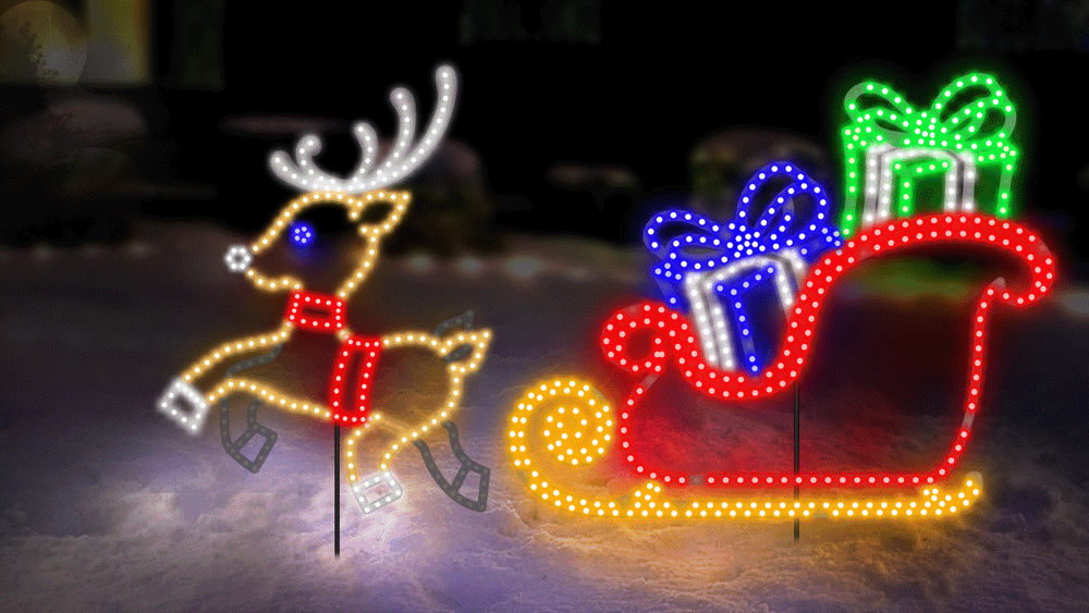 24" 237 LED Prancing Reindeer Pure White Micro Twinkling Effect