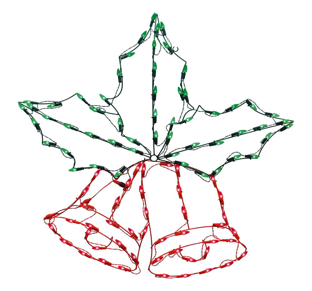 36" 100 LED Holly Berry Bells Twinkling Effect