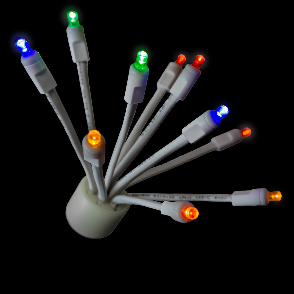 C9 Multi Glitzer With White Base 10 LED Lights