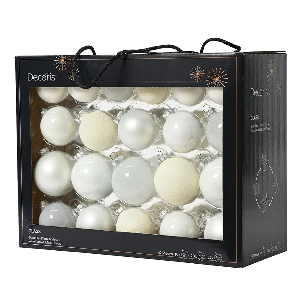 2-2.7" Assorted Glass Ornament Set Of 42