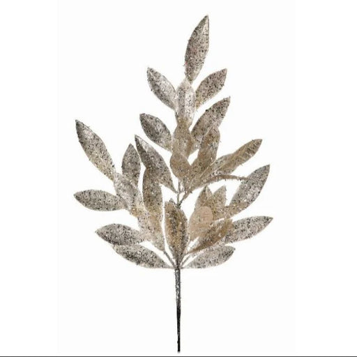 21" Glitter Bay Leaf Spray