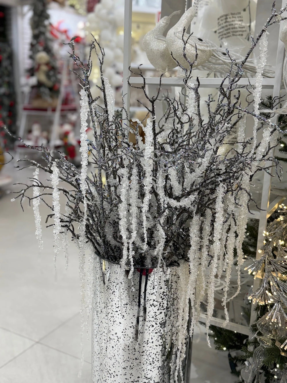 46" White Hanging Icicle Branch