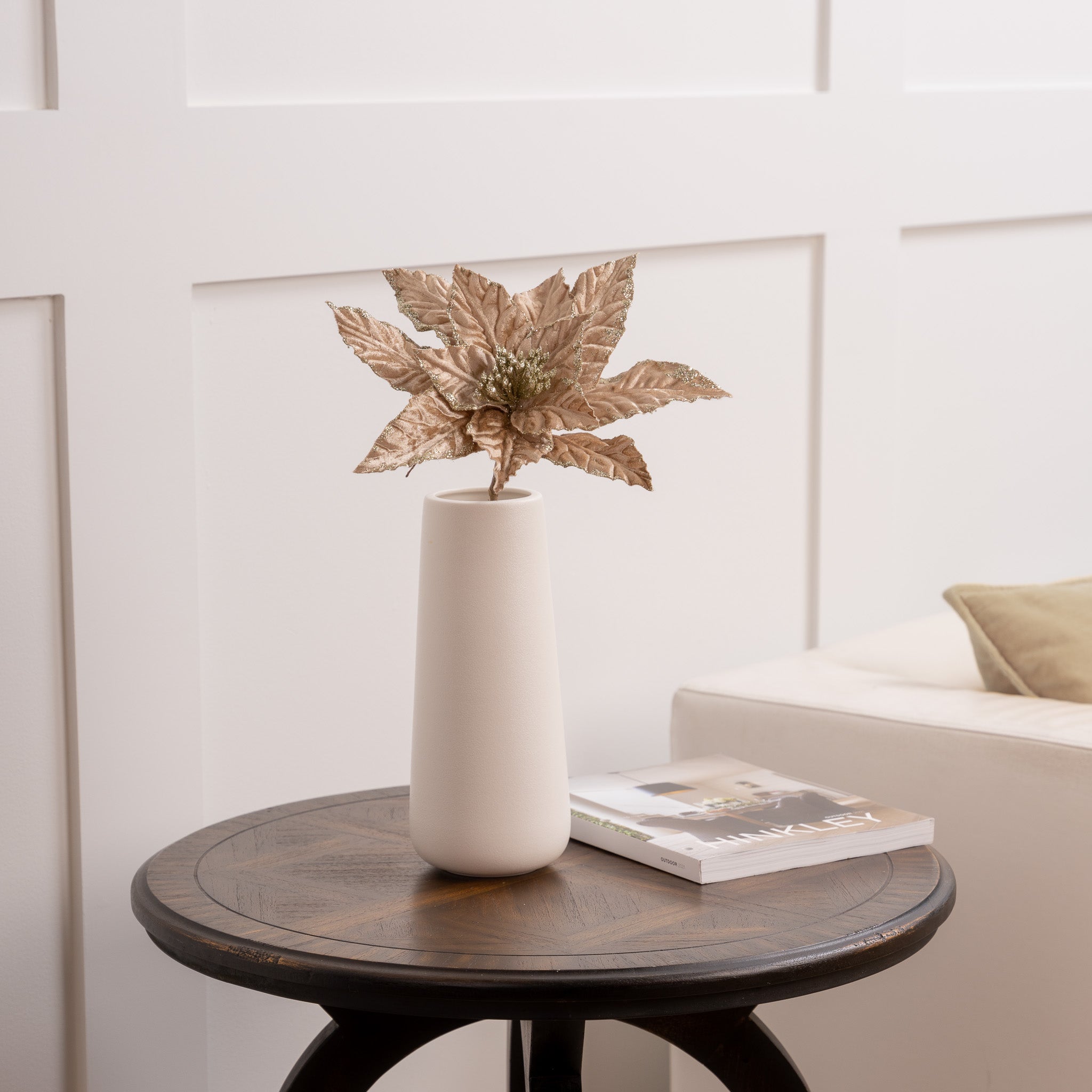 24" Taupe Glitter Poinsettia