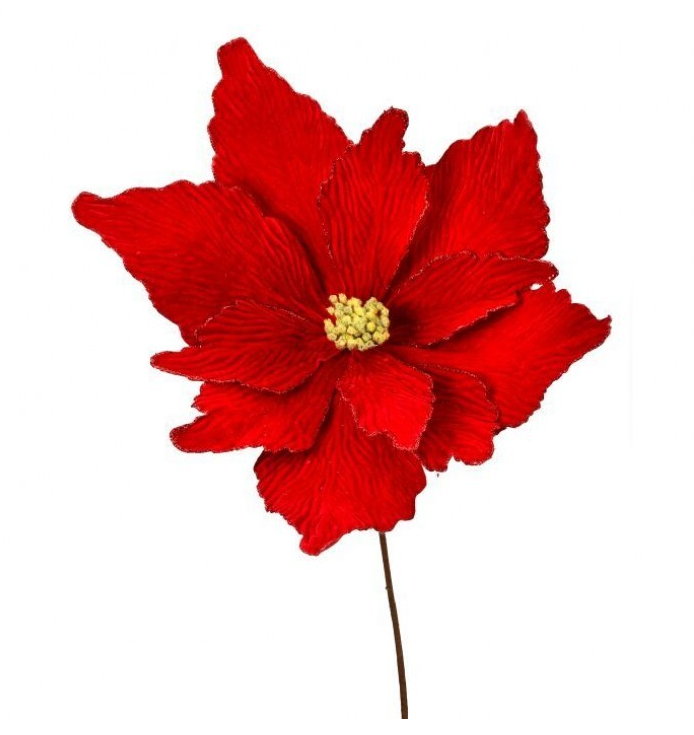 36" Red Glitter Edged Poinsettia