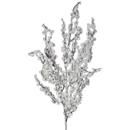 31" White Flocked Snowberry Twig Spray