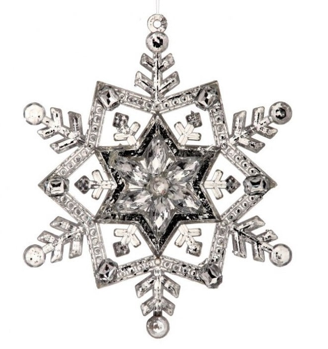 5" Silver Jeweled Snowflake Ornament