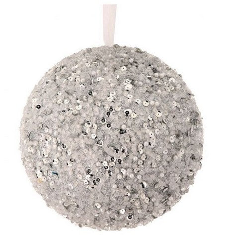 6" Silver Sequin Ball Ornament