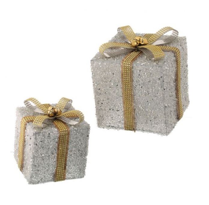 8" & 10" Silver & Gold Beaded Gift Box Set