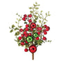15" Red & Green Glitter Berry With Balls Pick