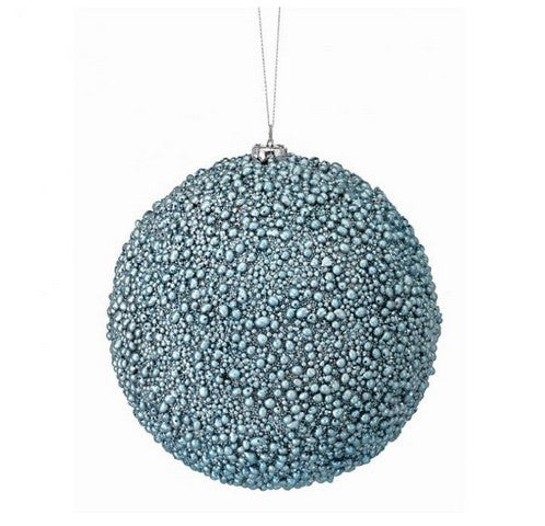 6" Blue Metallic Mini Bead Ball Ornament