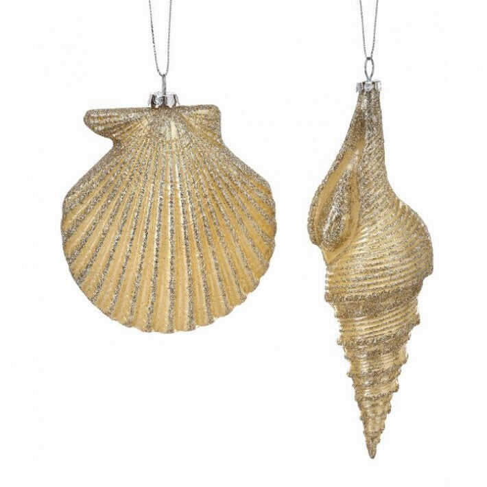 5"- 7" Glitter Pearl Seashell Assorted Ornament
