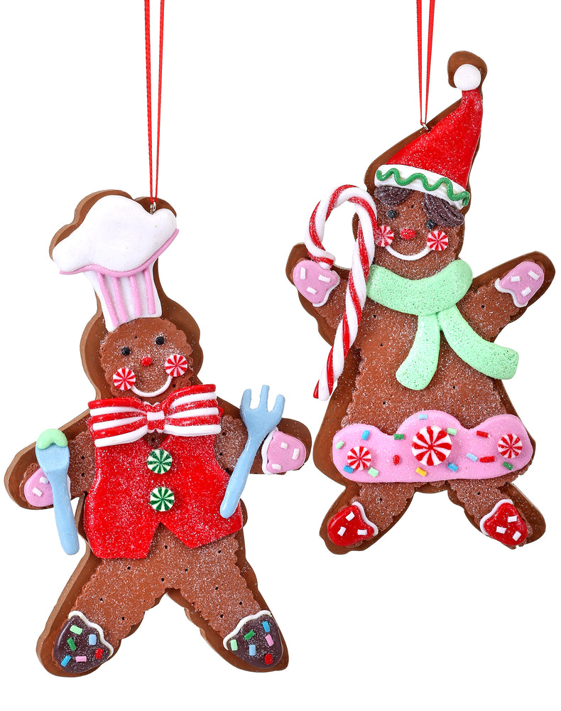 8" Gingerbread Boy & Girl Assorted Ornament