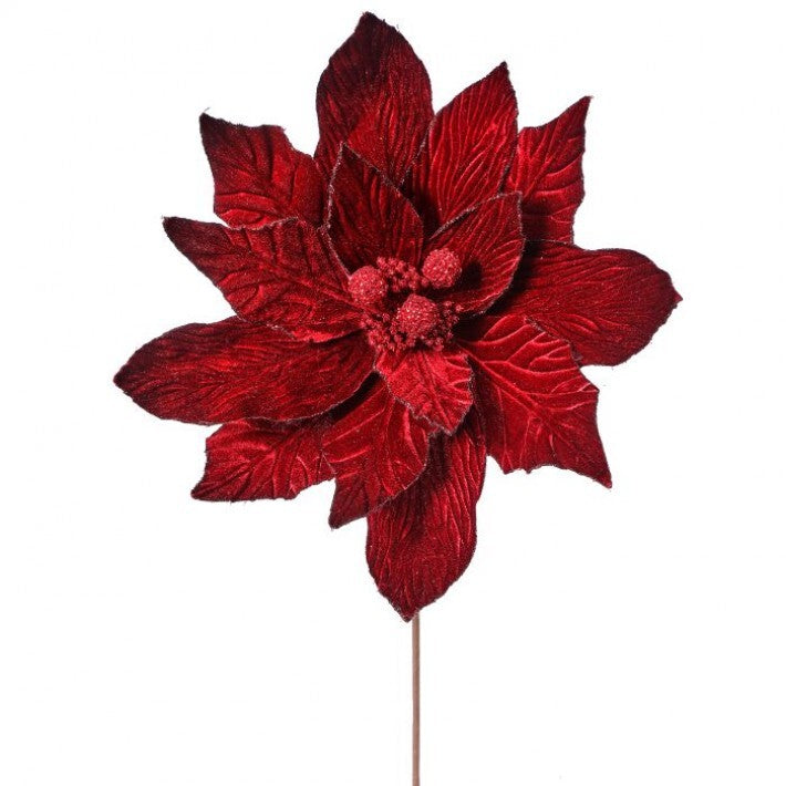 30" Burgundy Poinsettia Stem