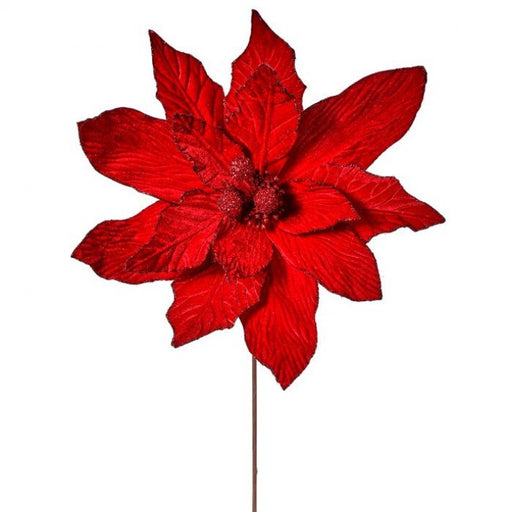 30" Red Velvet Poinsettia Stem