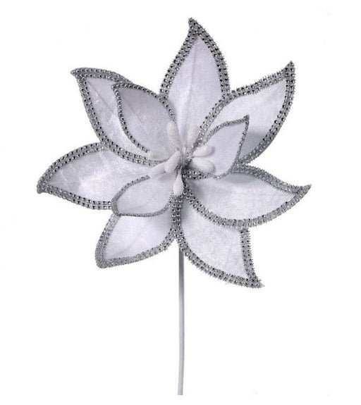 22" White Jewel Edge Poinsettia