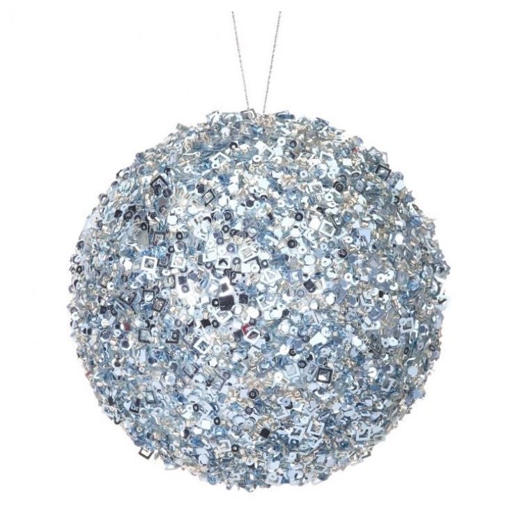 5" Arctic Blue Sequin Ball Ornament