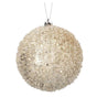 4" Champagne Iced Metallic Ball Ornament