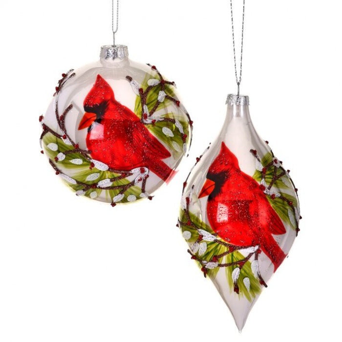 4"-5.5" Red & White Cardinal & Berry Assorted Ornament