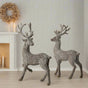 18" Glitter Rattan Standing Deers Assorted Set of 2