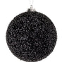 6" Black Tinsel Ball Ornament Set Of 2