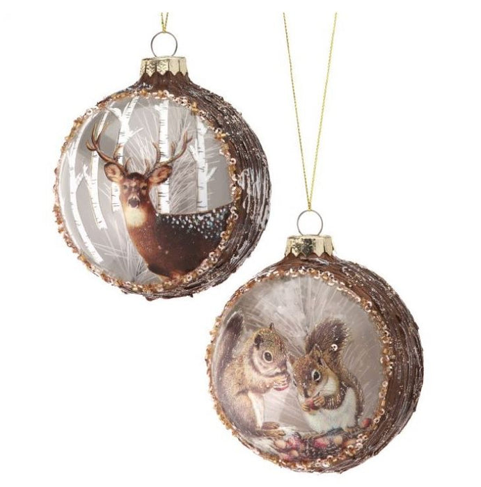4" Deer & Squirrel Ball Ornament