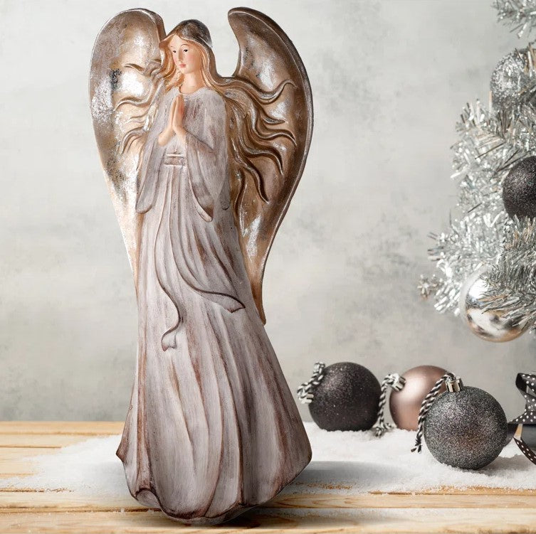 20" Silver & Champagne Praying Angel