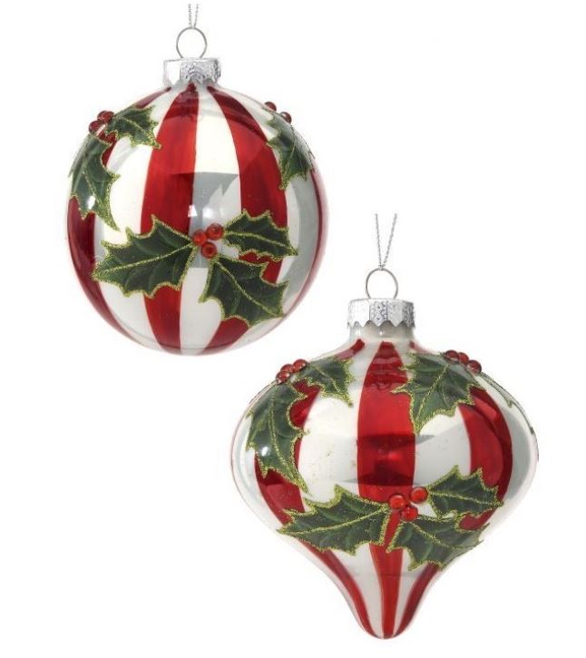 4" Holly Red Assorted Ornament