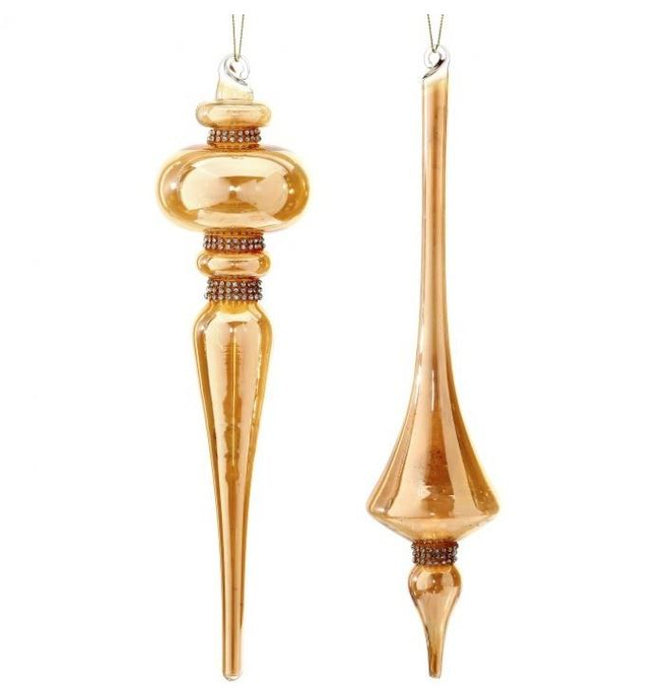 13" Glass Champagne Finial Ornament Assorted