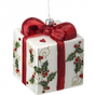 5" White Holly Gift Box Ornament