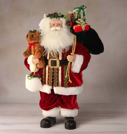 24" Santa With Bear, Ball, & Giftbag