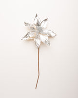 24" Silver Metallic Sequin Edged Poinsettia
