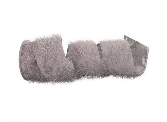 4" X 10YD Metallic Silver Fringed Ribbon