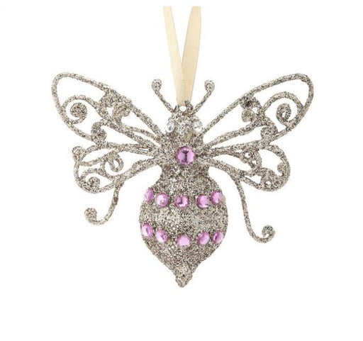 4" Bee Ornament With Pink Gem