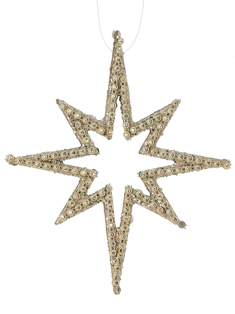 6" Platinum Beaded Star Ornament