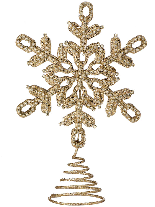 10.5" Champagne Gold Jeweled Snowflake Tree Topper