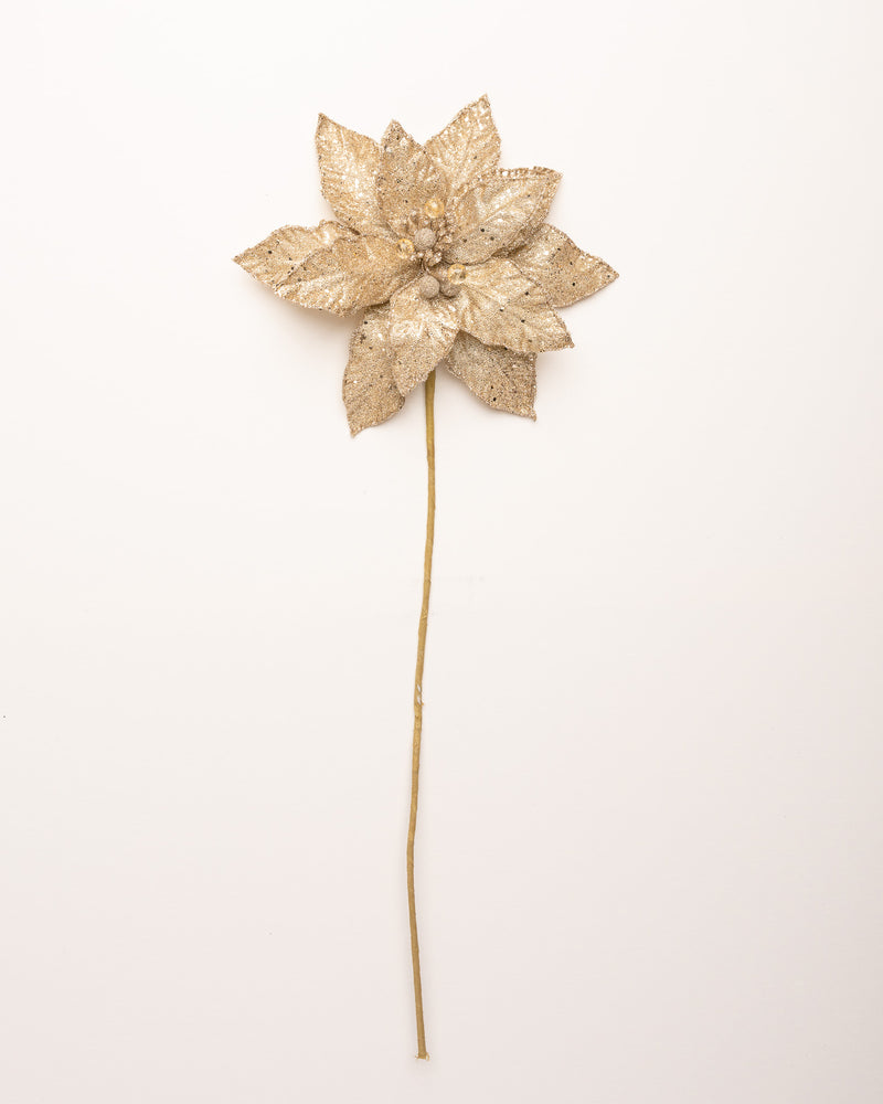 24" Micro Beaded Sequins Poinsettia Stem